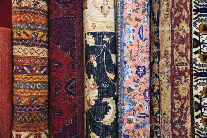 Framed Print : Turkey, Izmir Province, Selcuk, rolled and stacked rugs Framed Print : Turkey, Izmir Province, Selcuk, rolled and stacked rugs