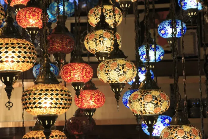 Framed Print : Turkey, Marmara region, Bursa Provice, Bursa, colorful, glass mosaic lamps