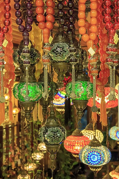 Turkey, Marmara region, Bursa Provice, Bursa, colorful, glass mosaic lamps