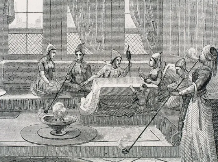 Framed Print : Turkey. Ottoman Empire. Interior of a cafeteria where courtiers gathered to smoke the chibouk Framed Print : Turkey. Ottoman Empire. Interior of a cafeteria where courtiers gathered to smoke the chibouk