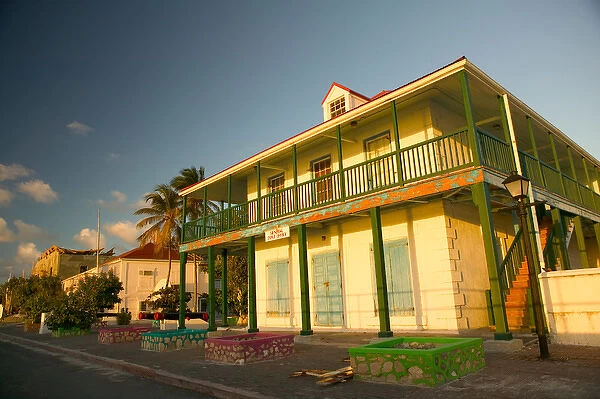 TURKS & CAICOS, Grand Turk Island, Cockburn Town The General Post Office at sunset