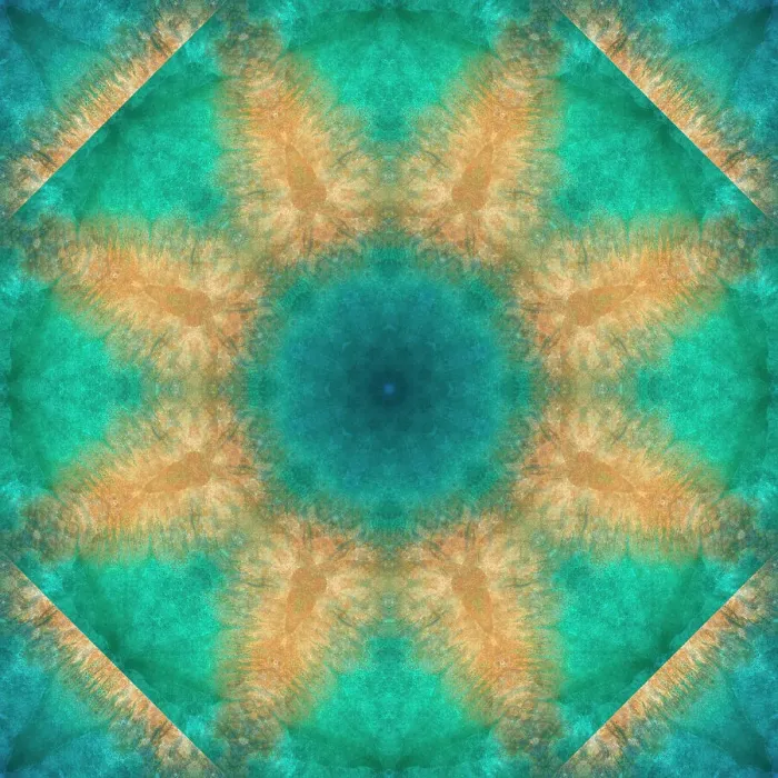 Framed Print : Turquoise and tan kaleidoscope abstract Framed Print : Turquoise and tan kaleidoscope abstract