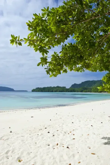Framed Print : Turquoise water and white sand at the Champagne beach, Island of Espiritu Santo, Vanuatu