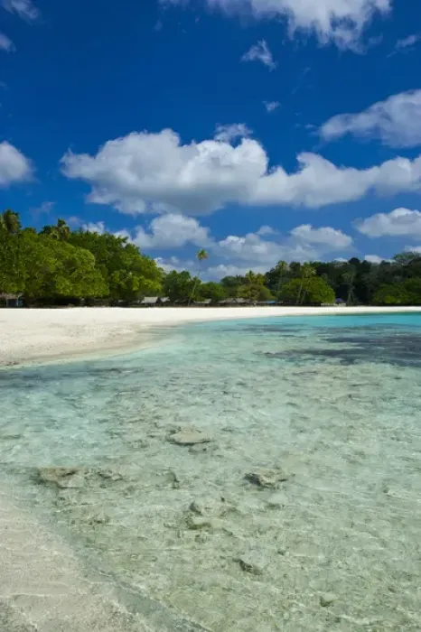 Framed Print : Turquoise water and white sand at the Champagne beach, Island of Espiritu Santo, Vanuatu
