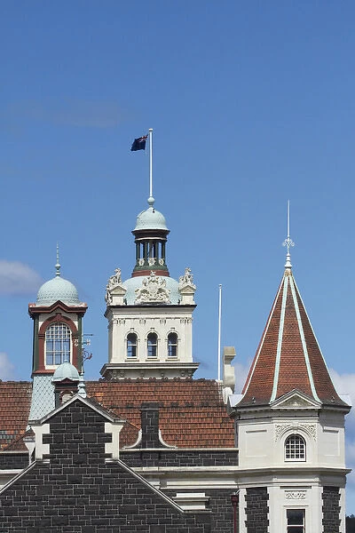Turrets, Spires & Clock Tower, Historic Railway Station, Dunedin, South Island, New