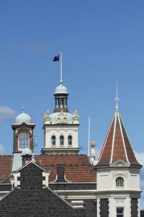 Framed Print : Turrets, Spires & Clock Tower, Historic Railway Station, Dunedin, South Island, New Framed Print : Turrets, Spires & Clock Tower, Historic Railway Station, Dunedin, South Island, New