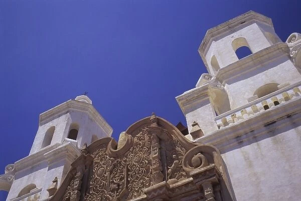 Twin towers of Mission San Xavier del Bac, San Xavier Indian Reservation, near Tucson