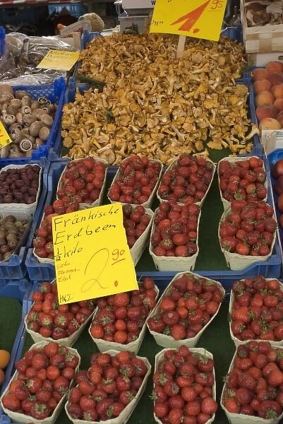 A typical disply of fruit and vegetables at the markets in Nuremberg, Bavaria, Germany