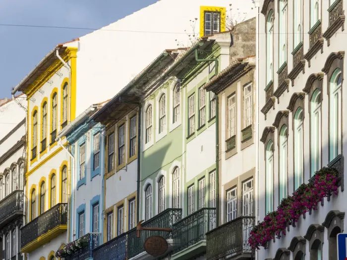 Framed Print : The typical facades of the houses in the historic center