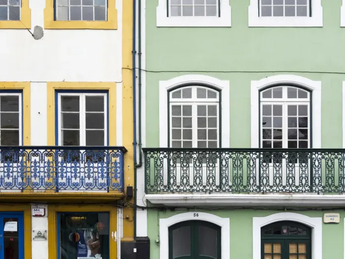 Framed Print : The typical facades of the houses in the historic center