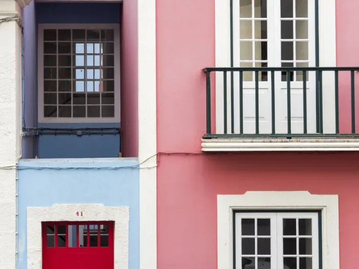 Framed Print : The typical facades of the houses in the historic center Framed Print : The typical facades of the houses in the historic center