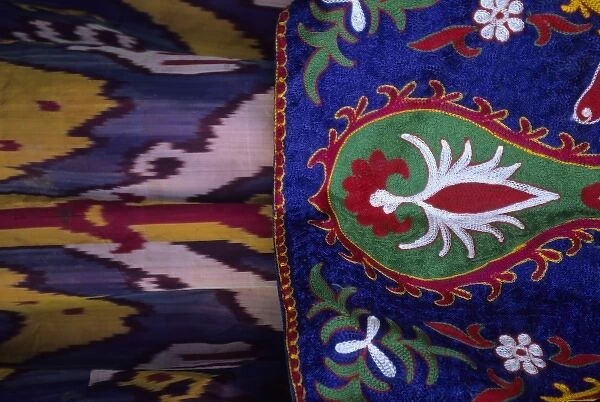 Typical Uzbek textiles Bukhara, Uzbekistan, Central Asia