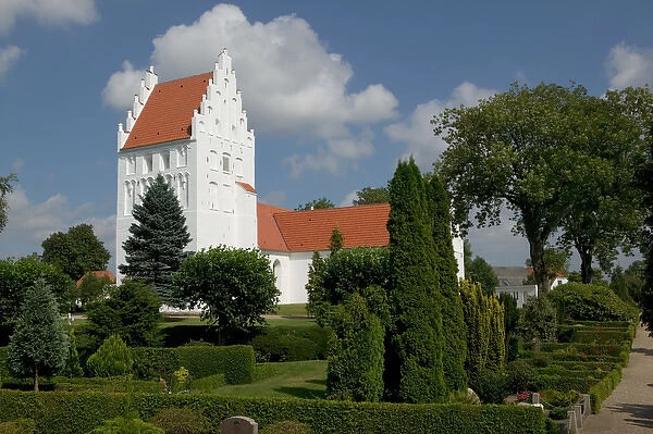 A typical village church in Haarby, Fyn, Denmark