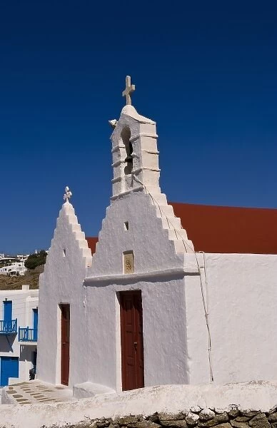 A typical whitewashed church, Myconos, Greece