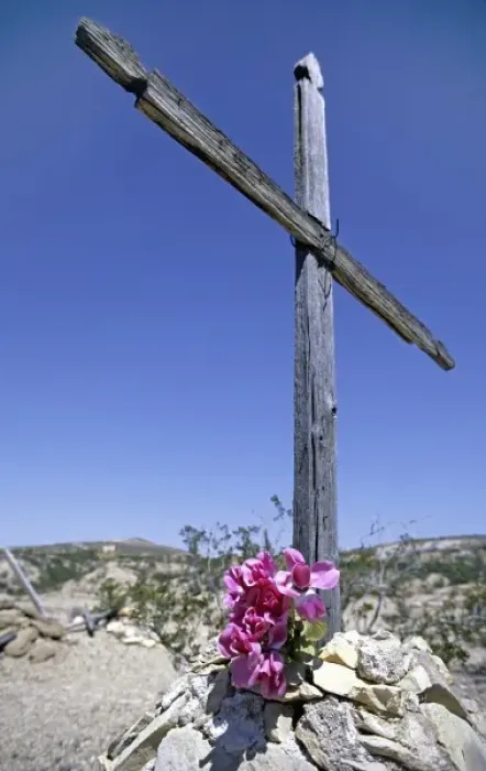 Framed Print : U. S. A. Texas, Big Bend National Park. Graves in the Terlingua ghost town cemetery