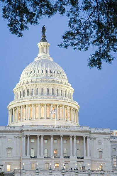U. S. Capitol at dusk, Washington D. C. (District of Columbia), United States