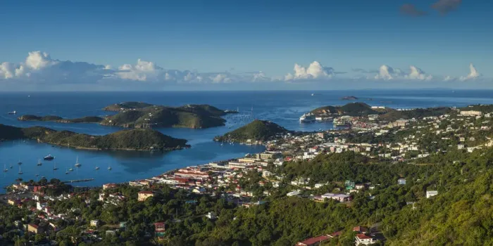 Framed Print : U. S. Virgin Islands, St. Thomas. Elevated town view of Charlotte Amalie Framed Print : U. S. Virgin Islands, St. Thomas. Elevated town view of Charlotte Amalie
