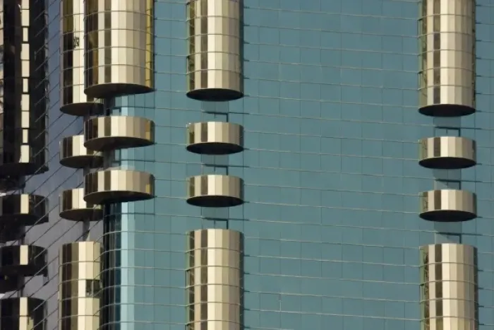 Framed Print : UAE, Dubai. Detail of Ahmed Abdul Rahim al Attar Tower