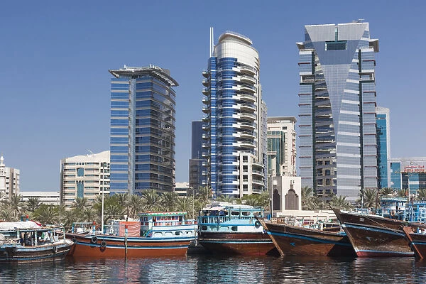 UAE, Dubai, Deira, Dhow ships on Dubai Creek