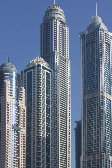 Framed Print : UAE, Dubai, Dubai Marina, high rise buildings Framed Print : UAE, Dubai, Dubai Marina, high rise buildings