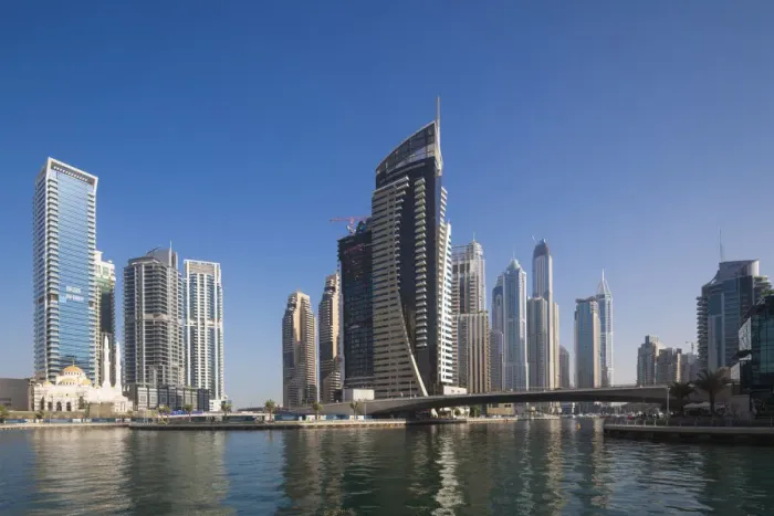 Framed Print : UAE, Dubai, Dubai Marina, high rise buildings Framed Print : UAE, Dubai, Dubai Marina, high rise buildings