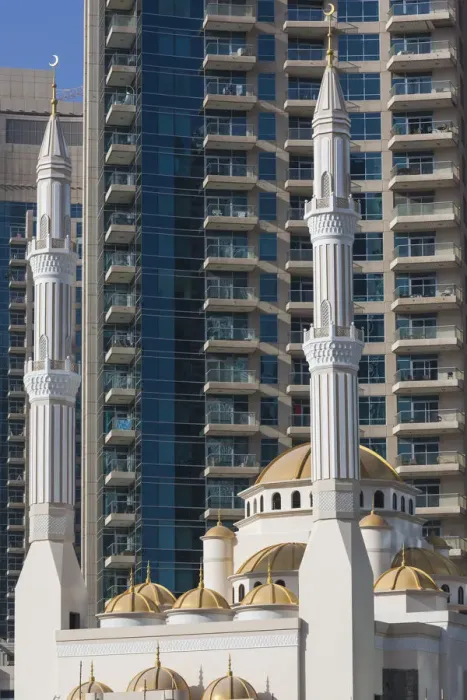 Framed Print : UAE, Dubai, Dubai Marina, marina mosque Framed Print : UAE, Dubai, Dubai Marina, marina mosque