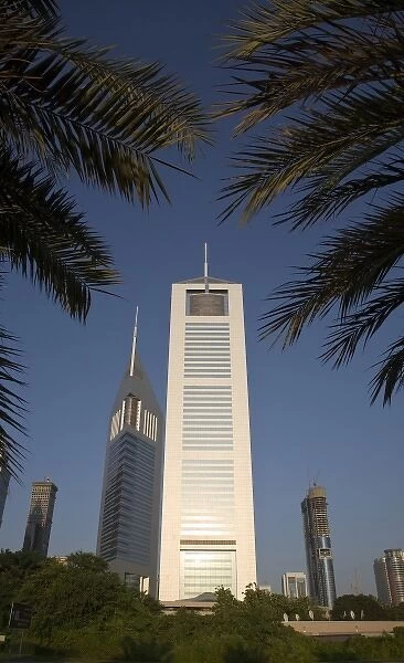 UAE, Dubai. Jumeirah Emirates Towers in morning light