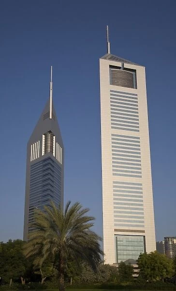 UAE, Dubai. Jumeirah Emirates Towers in morning light