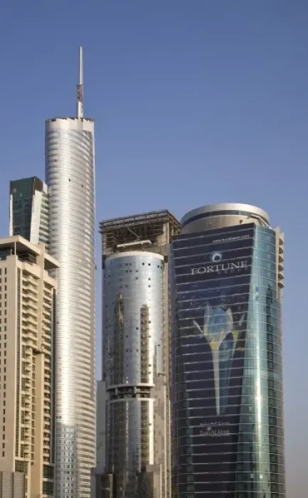 Framed Print : UAE, Dubai. Jumeirah Lake Towers in afternoon light Framed Print : UAE, Dubai. Jumeirah Lake Towers in afternoon light
