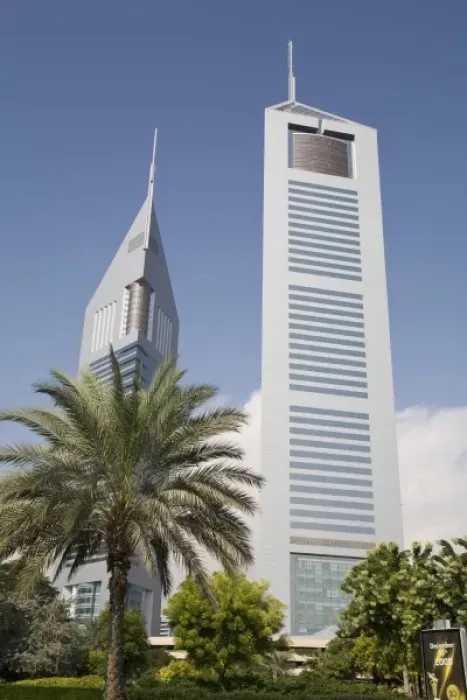 Framed Print : UAE, Dubai. View of Jumeirah Emirates Towers Framed Print : UAE, Dubai. View of Jumeirah Emirates Towers