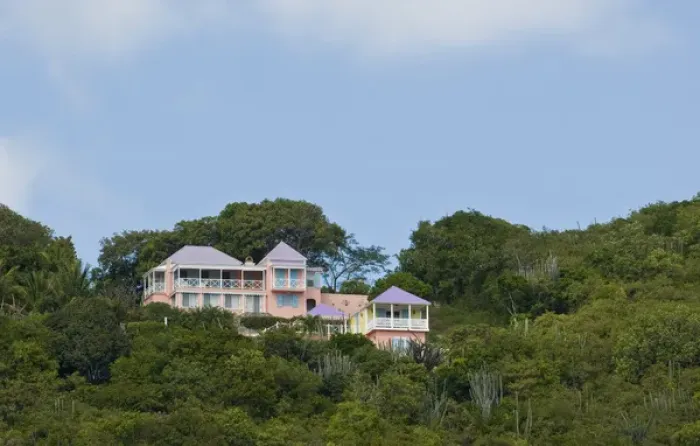 Framed Print : UK, BVI. Colorful waterfront house Framed Print : UK, BVI. Colorful waterfront house