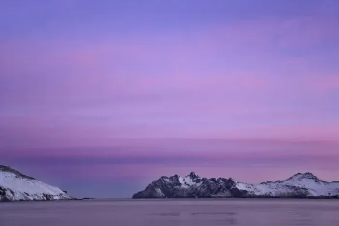 Framed Print : UK Territory, South Georgia Island, Leith Harbor. Sunrise gives pink shade to scenic Framed Print : UK Territory, South Georgia Island, Leith Harbor. Sunrise gives pink shade to scenic