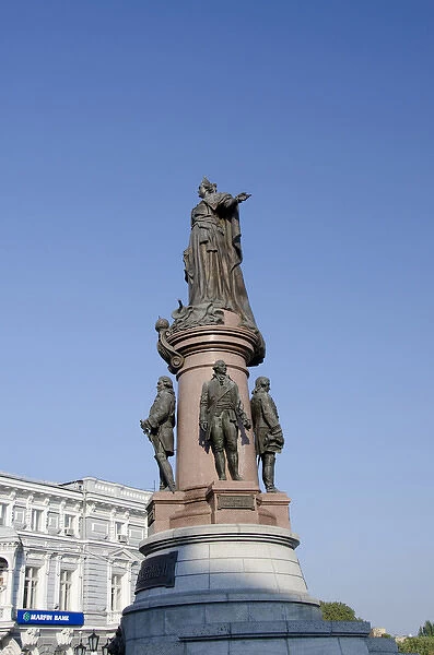 Ukraine, Odessa. Downtown Odessa, statue of czarina Catharine the Great