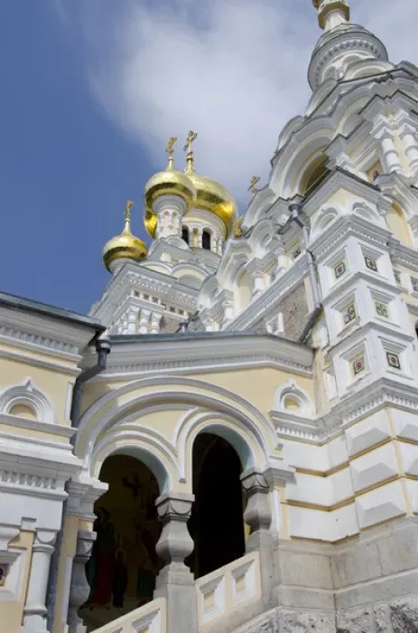 Framed Print : Ukraine, Yalta. Exterior of Saint Alexander Nevsky Cathedral, typical Russian architecture, c