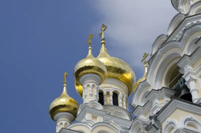 Framed Print : Ukraine, Yalta. Exterior of Saint Alexander Nevsky Cathedral, typical Russian architecture, c Framed Print : Ukraine, Yalta. Exterior of Saint Alexander Nevsky Cathedral, typical Russian architecture, c