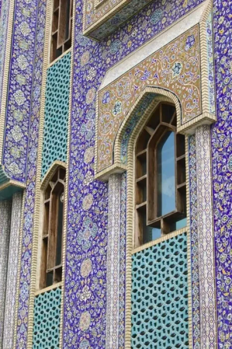 Framed Print : United Arab Emirates, Dubai, Bur Dubai. Tiled exterior of the Imam Hussein Iranian Mosque Framed Print : United Arab Emirates, Dubai, Bur Dubai. Tiled exterior of the Imam Hussein Iranian Mosque