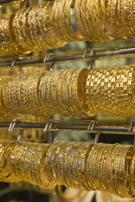 Framed Print : United Arab Emirates, Dubai, Deira. Deira Gold Souk  /  Market  /  Gold Bracelets