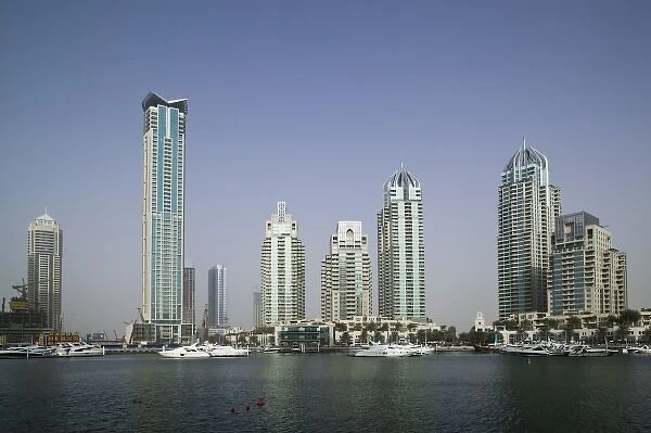 United Arab Emirates, Dubai, Dubai City. Highrises of the Dubai Marina  /  Late Afternoon