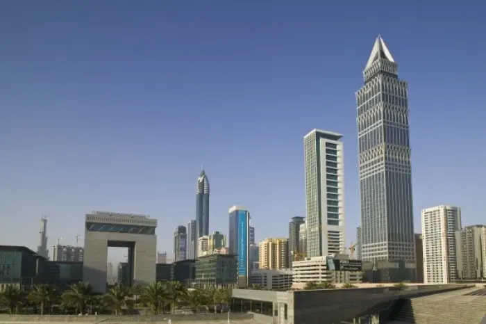 Framed Print : United Arab Emirates, Dubai, Dubai City. Tower-Up Building and Sheik Zayed Road Highrises Framed Print : United Arab Emirates, Dubai, Dubai City. Tower-Up Building and Sheik Zayed Road Highrises