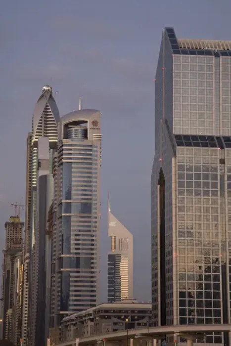 Framed Print : United Arab Emirates, Dubai. Towers along Sheik Zayed Road