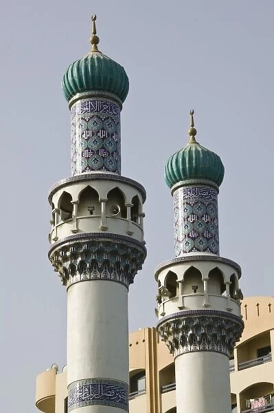 United Arab Emirates, Sharjah, Sharjah Town. Harborside Mosque Minarets