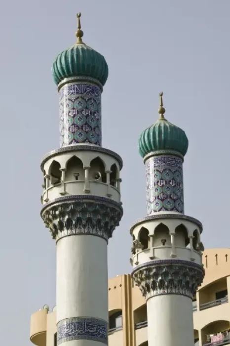 Framed Print : United Arab Emirates, Sharjah, Sharjah Town. Harborside Mosque Minarets Framed Print : United Arab Emirates, Sharjah, Sharjah Town. Harborside Mosque Minarets