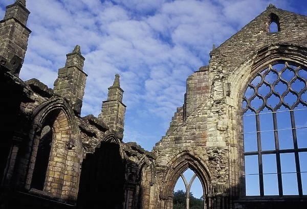United Kingdom, Scotland, Edingurgh. Ruined Abbey at Holyroodhouse Palace