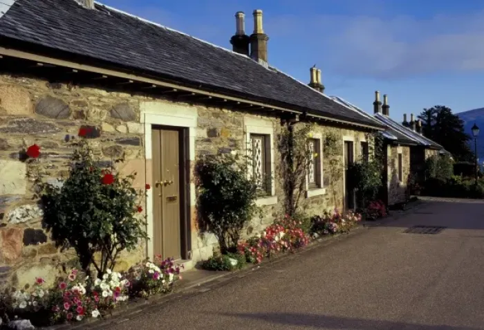 Framed Print : United Kingdom, Scotland, Highlands, Luss. Cottages Framed Print : United Kingdom, Scotland, Highlands, Luss. Cottages