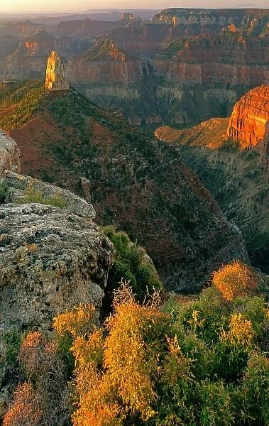 United States, Arizona, Grand Canyon National Park. Sunrise at Point Imperial on the North Rim