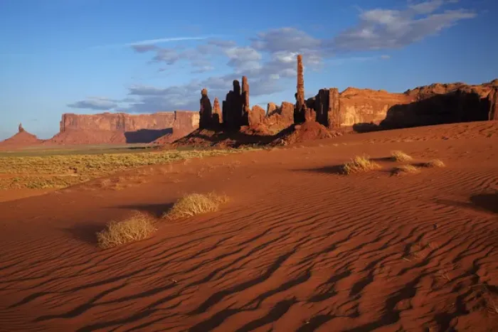 Framed Print : United States, Arizona, Navajo Nation, Monument Valley, Yei Bi Chei and Totem Pole rock columns