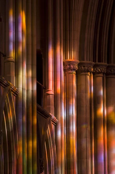 United States, DC, Washington, Washington National Cathedral, colorful stone columns