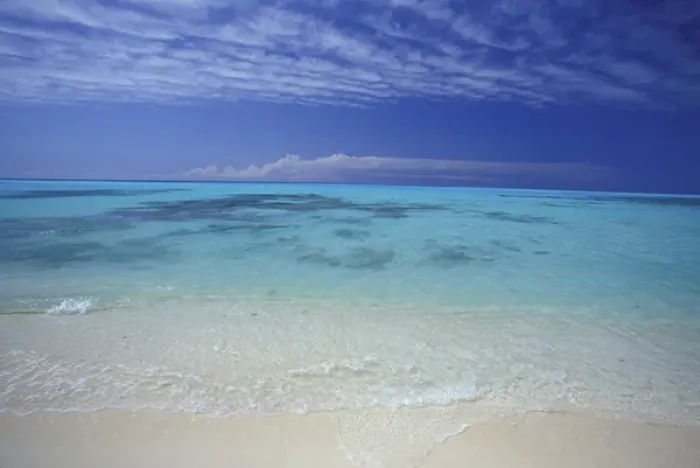 Framed Print : United States, Hawaii, Midway Atoll NWR. Blue water and white sand