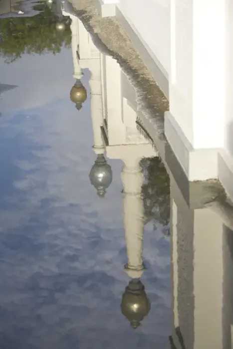 Framed Print : United States, Puerto Rico, Ponce. Reflection of lamp posts in puddle, Plaza Las Delicias Framed Print : United States, Puerto Rico, Ponce. Reflection of lamp posts in puddle, Plaza Las Delicias