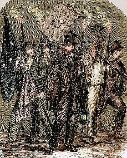 United States. Supporters of Stephen Douglas, candidate of the Democratic Party